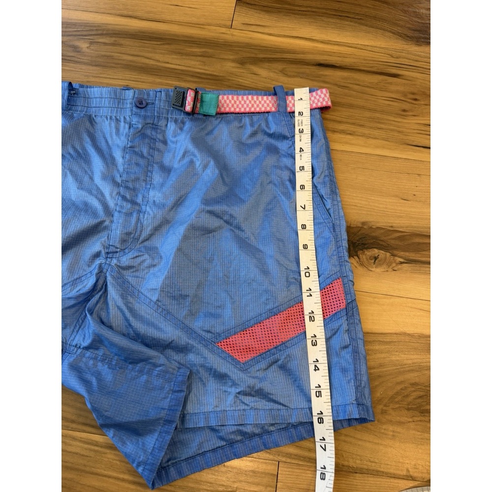 Vtg‎ Columbia Sportswear Mens XL Nylon Hiking Shorts Blue Pink Belt Gorpcore 90s - Picture 10 of 12